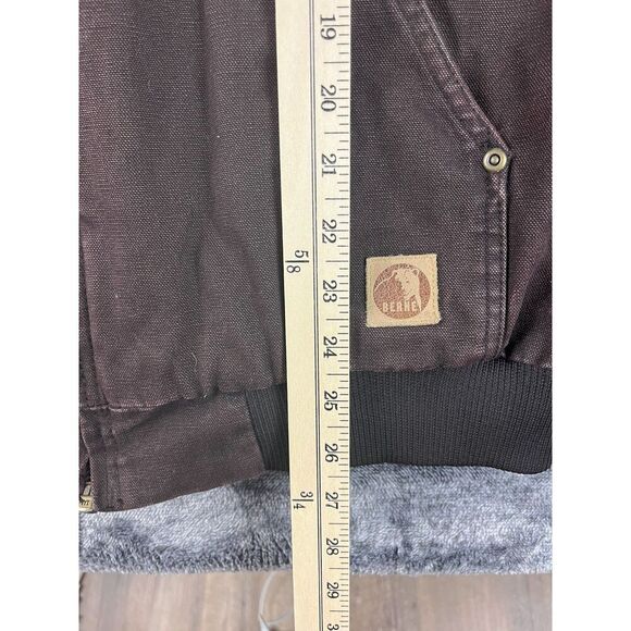 Berne Canvas Hooded Fleece Lined Full Zip Jacket Brown Men's XL Workwear - Picture 9 of 13